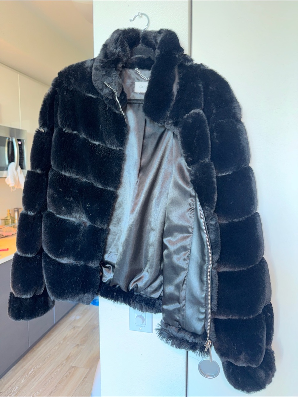 Calvin Klein Black Faux Fur Teddy Jacket